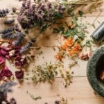 Freshly harvested garden herbs for natural skincare