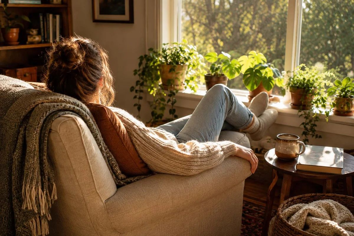 Woman working on her desk at home
