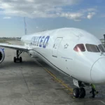 United Airlines 787 aircraft at Chicago O'Hare airport