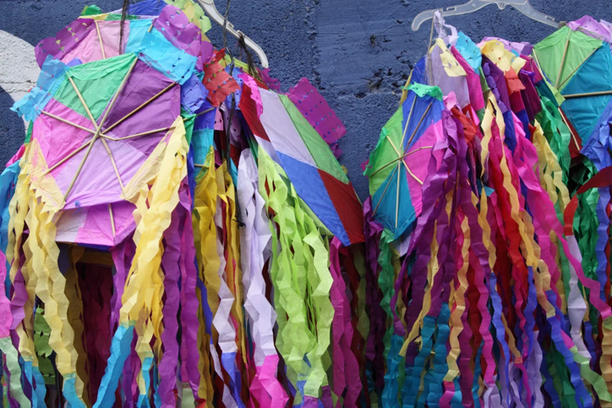 Traditional Guatemalan kites decorated for a festival